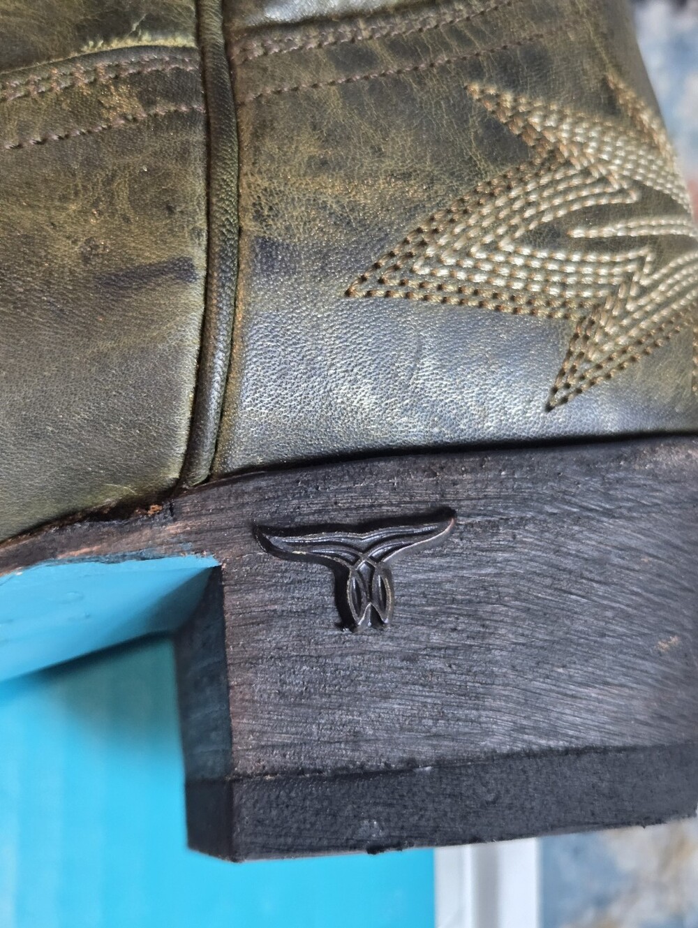 Lane Collection Olive Green Embroidered Western Heeled Boots - Picture 2 of 7